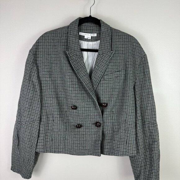 Veronica Beard Sybille Houndstooth Jacket Blazer Gray Wool Blend Size 12 $595 - Picture 4 of 10